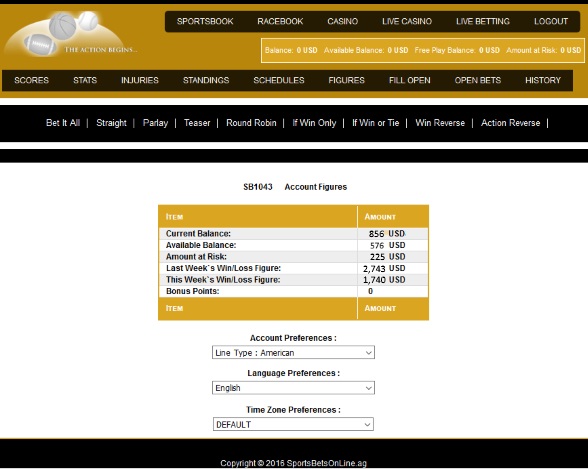SportsBetsOnline Welcome Page